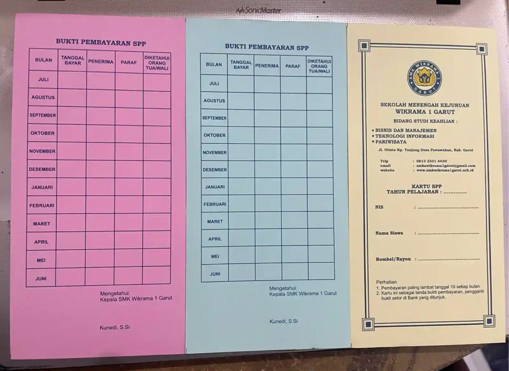 Tempat Cetak Kartu Pembayaran SPP untuk Sekolah